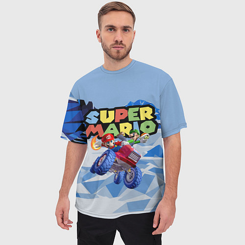 Мужская футболка оверсайз Марио и Луиджи гонщики - Super Mario / 3D-принт – фото 3