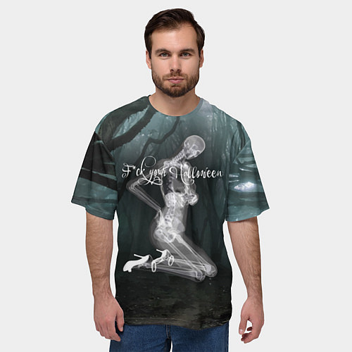 Мужская футболка оверсайз F*ck your halloween! / 3D-принт – фото 3