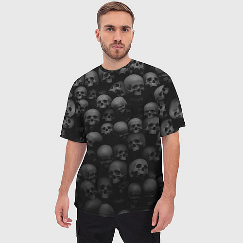 Мужская футболка оверсайз Композиция из черепов - Dark / 3D-принт – фото 3