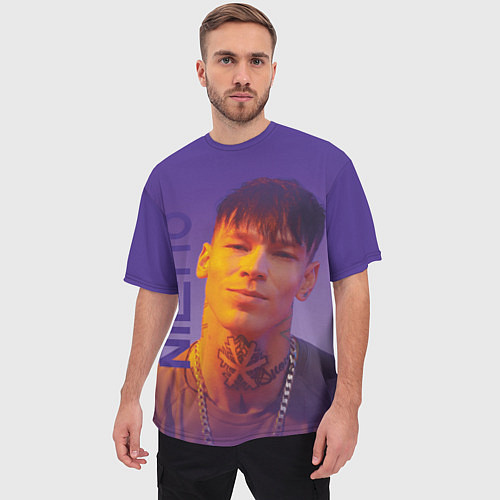 Мужская футболка оверсайз Niletto на фиолетовом фоне / 3D-принт – фото 3