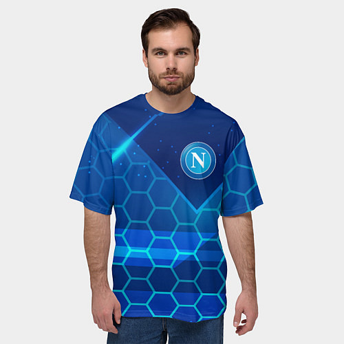 Мужская футболка оверсайз Napoli Соты абстракция / 3D-принт – фото 3