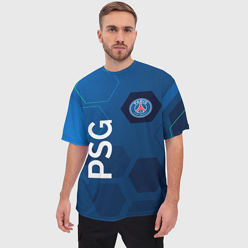 Мужская футболка оверсайз PSG абстракция / 3D-принт – фото 3