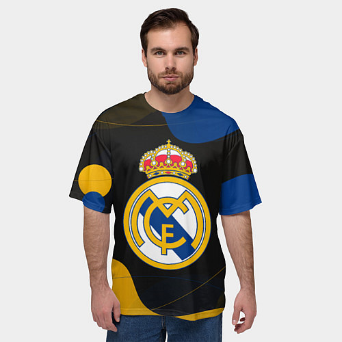 Мужская футболка оверсайз Real madrid Абстракция / 3D-принт – фото 3