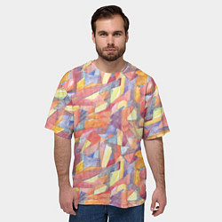 Футболка оверсайз мужская Оранжевая мозаика акварель, цвет: 3D-принт — фото 2