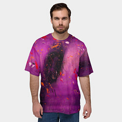 Футболка оверсайз мужская Розово-фиолетовый абстрактный фон и краски, цвет: 3D-принт — фото 2