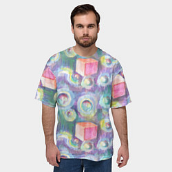 Футболка оверсайз мужская Будь кубиком среди пузырей, цвет: 3D-принт — фото 2