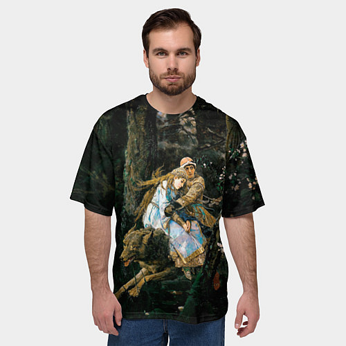 Мужская футболка оверсайз Васнецов Иван царевич на Сером Волке / 3D-принт – фото 3