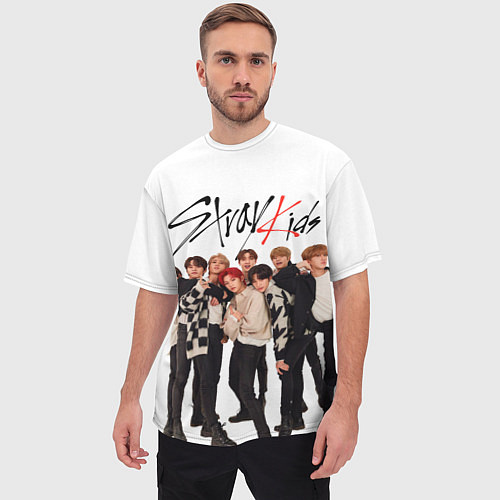 Мужская футболка оверсайз Stray Kids white background / 3D-принт – фото 3