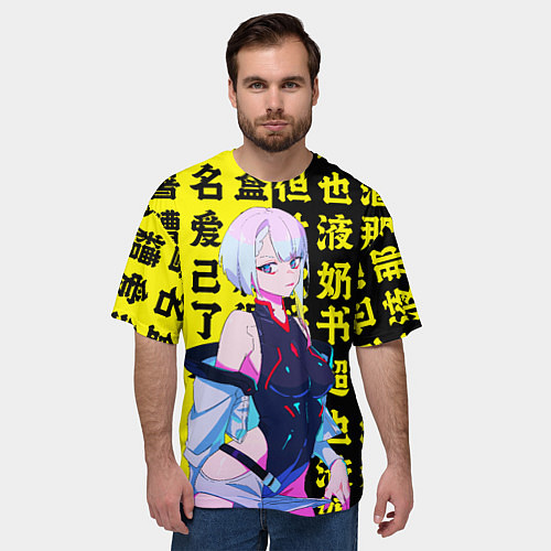 Мужская футболка оверсайз Киберпанк: бегущий по краю / 3D-принт – фото 3