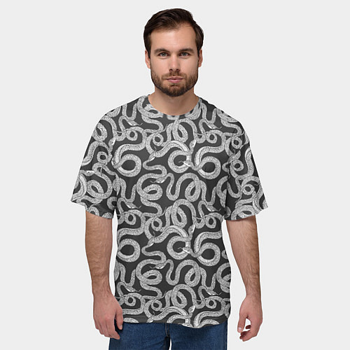 Мужская футболка оверсайз Змея с языком / 3D-принт – фото 3