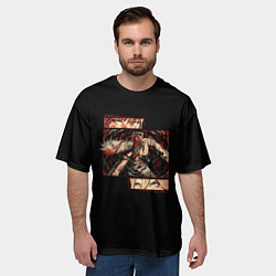 Футболка оверсайз мужская Человек-бензопила глаза Пауэр и Макимы, цвет: 3D-принт — фото 2