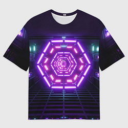Футболка оверсайз мужская Неоновый вход в портал, цвет: 3D-принт