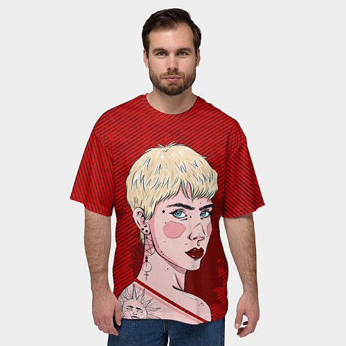 Мужская футболка оверсайз Прощальный взгляд / 3D-принт – фото 3