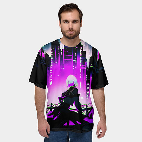 Мужская футболка оверсайз Люси из аниме Cyberpunk Edgerunners / 3D-принт – фото 3