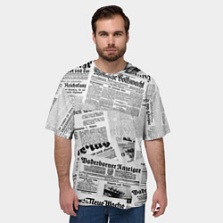 Футболка оверсайз мужская Газетный коллаж, цвет: 3D-принт — фото 2