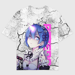 Футболка оверсайз мужская Ре Зеро - Рем - Режим берсерк, цвет: 3D-принт