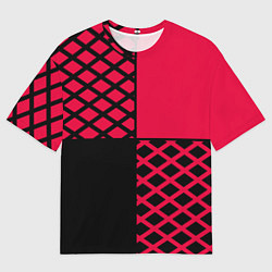 Футболка оверсайз мужская Черно-красный геометрический узор, цвет: 3D-принт