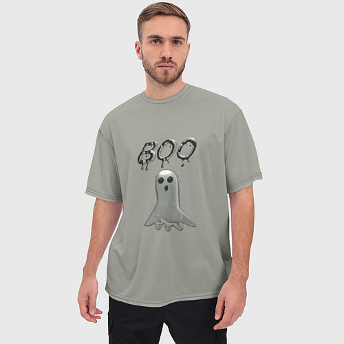 Мужская футболка оверсайз Серый призрак BOO / 3D-принт – фото 3