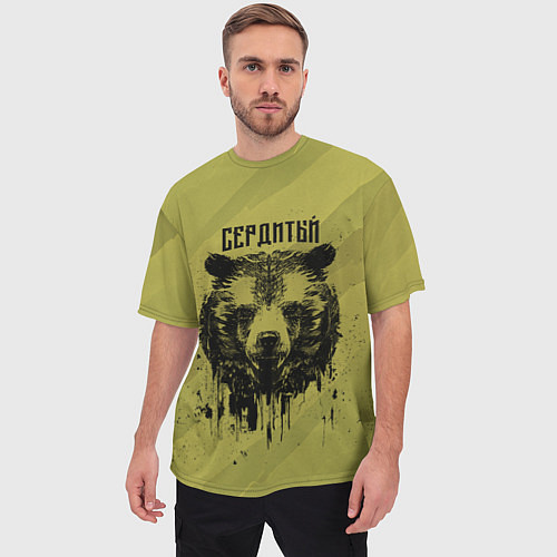 Мужская футболка оверсайз Сердитый медведь - рисунок / 3D-принт – фото 3