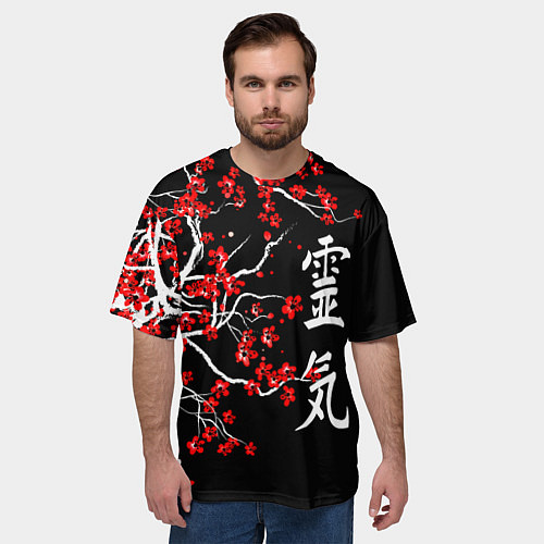 Мужская футболка оверсайз Сакура в цвету / 3D-принт – фото 3