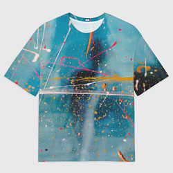 Футболка оверсайз мужская Абстрактный голубой фон, тени и краски, цвет: 3D-принт