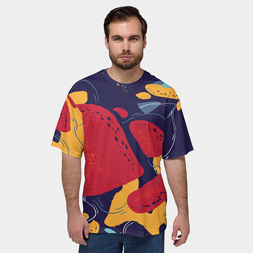 Мужская футболка оверсайз Красное абстрактное пятно / 3D-принт – фото 3
