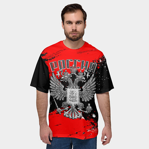 Мужская футболка оверсайз Каменный герб России / 3D-принт – фото 3