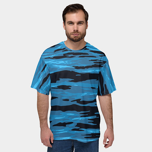 Мужская футболка оверсайз Волны Камуфляж / 3D-принт – фото 3