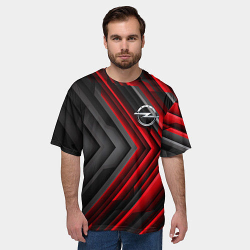 Мужская футболка оверсайз Опель строгий стиль / 3D-принт – фото 3