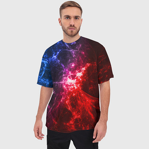 Мужская футболка оверсайз Вспышка в космосе / 3D-принт – фото 3
