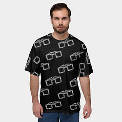 Футболка оверсайз мужская Модные очки черно-белый узор, цвет: 3D-принт — фото 2