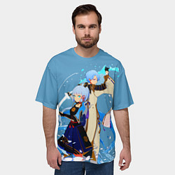 Футболка оверсайз мужская Камисато Аяка и Аято, цвет: 3D-принт — фото 2