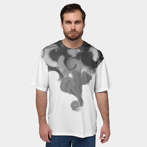 Мужская футболка оверсайз Тёмный дым / 3D-принт – фото 3