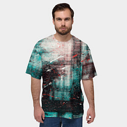 Футболка оверсайз мужская Абстрактные силуэты и тени с красками, царапинами, цвет: 3D-принт — фото 2
