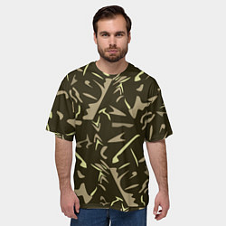 Футболка оверсайз мужская Камуфляж абстракт милитари хаки, цвет: 3D-принт — фото 2