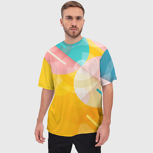 Мужская футболка оверсайз Геометрическая абстракция в солнечных тонах / 3D-принт – фото 3