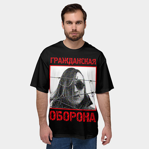 Мужская футболка оверсайз Гражданская Оборона - Егор Летов / 3D-принт – фото 3