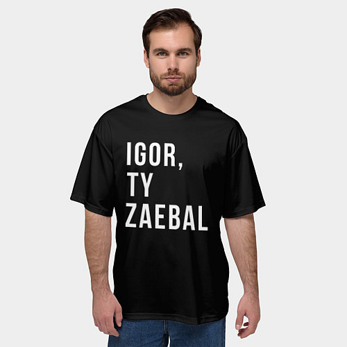 Мужская футболка оверсайз Black Igor / 3D-принт – фото 3