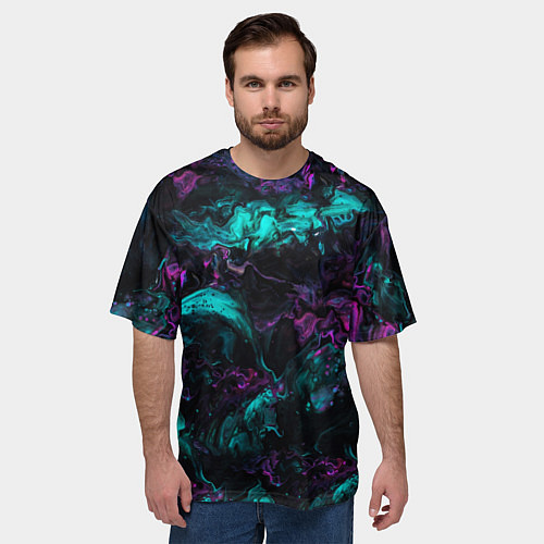 Мужская футболка оверсайз Неоновые Коралы / 3D-принт – фото 3