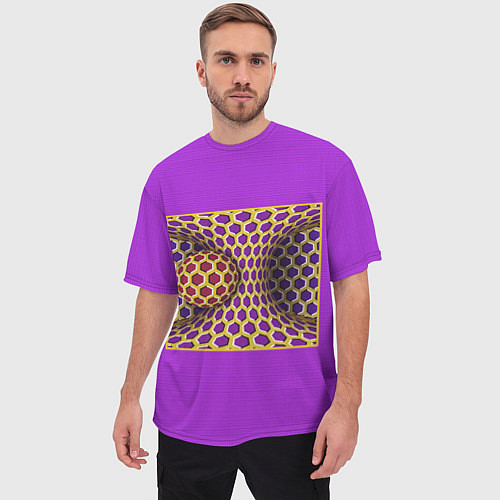 Мужская футболка оверсайз Вращающийся шар - оптическая иллюзия / 3D-принт – фото 3