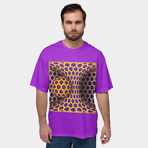 Мужская футболка оверсайз Вращающийся шар - оптическая иллюзия / 3D-принт – фото 3