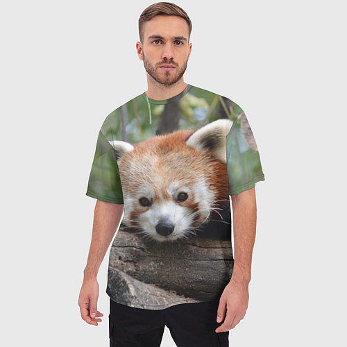Мужская футболка оверсайз Красная панда / 3D-принт – фото 3