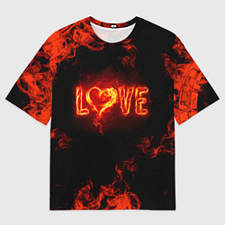 Футболка оверсайз мужская Fire love, цвет: 3D-принт