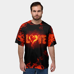 Футболка оверсайз мужская Fire love, цвет: 3D-принт — фото 2