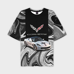 Футболка оверсайз мужская Chevrolet Corvette - Motorsport - Racing team, цвет: 3D-принт