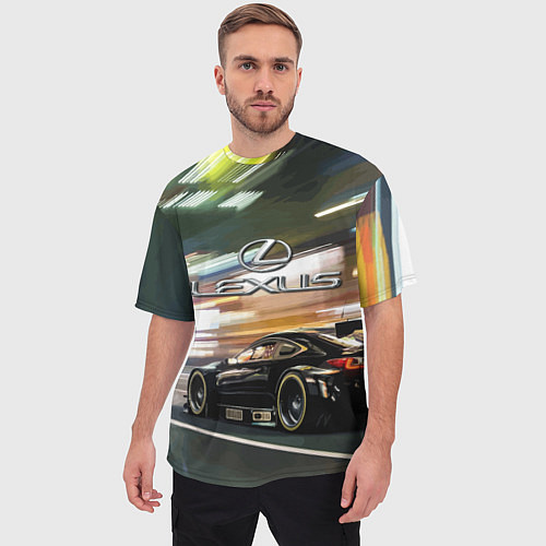 Мужская футболка оверсайз Lexus - скорость режим / 3D-принт – фото 3
