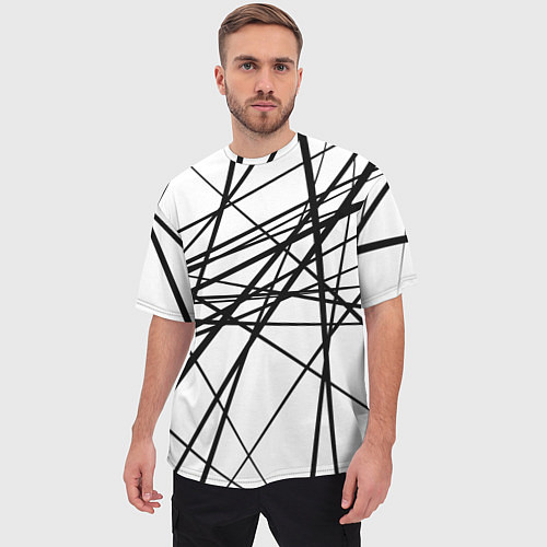Мужская футболка оверсайз Пересечение линий / 3D-принт – фото 3