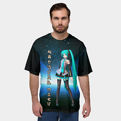 Футболка оверсайз мужская Хацунэ Мику - вокалоид, цвет: 3D-принт — фото 2