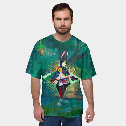 Мужская футболка оверсайз Тигнари в примогеме / 3D-принт – фото 3