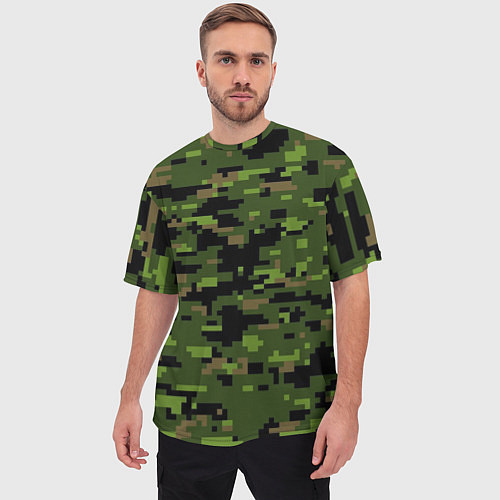 Мужская футболка оверсайз Камуфляж лесной пиксель / 3D-принт – фото 3